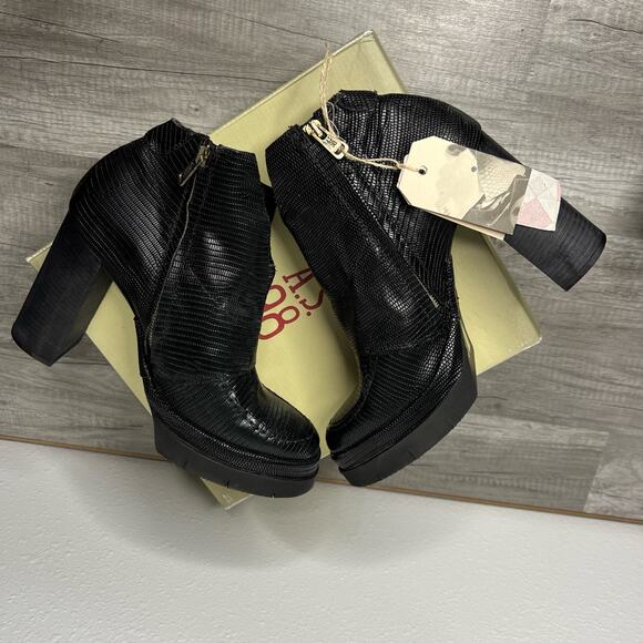 NWT A.S.98 Ford Boots Chunky Heel Platform Cutout Black Leather Size 41 US 9.5 - Picture 4 of 9